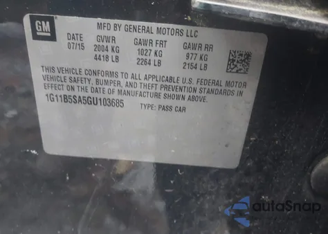 2016 Chevrolet Malibu Limited Ls from USA, damaged, VIN 1G11B5SA5GU103685